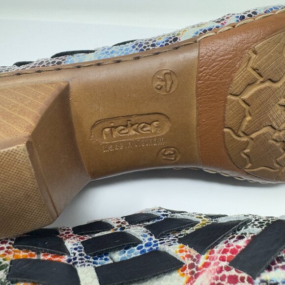 Reiker Sina Multicolour Woven Leather Sling Back Heels EU 37 - Picture 8 of 8